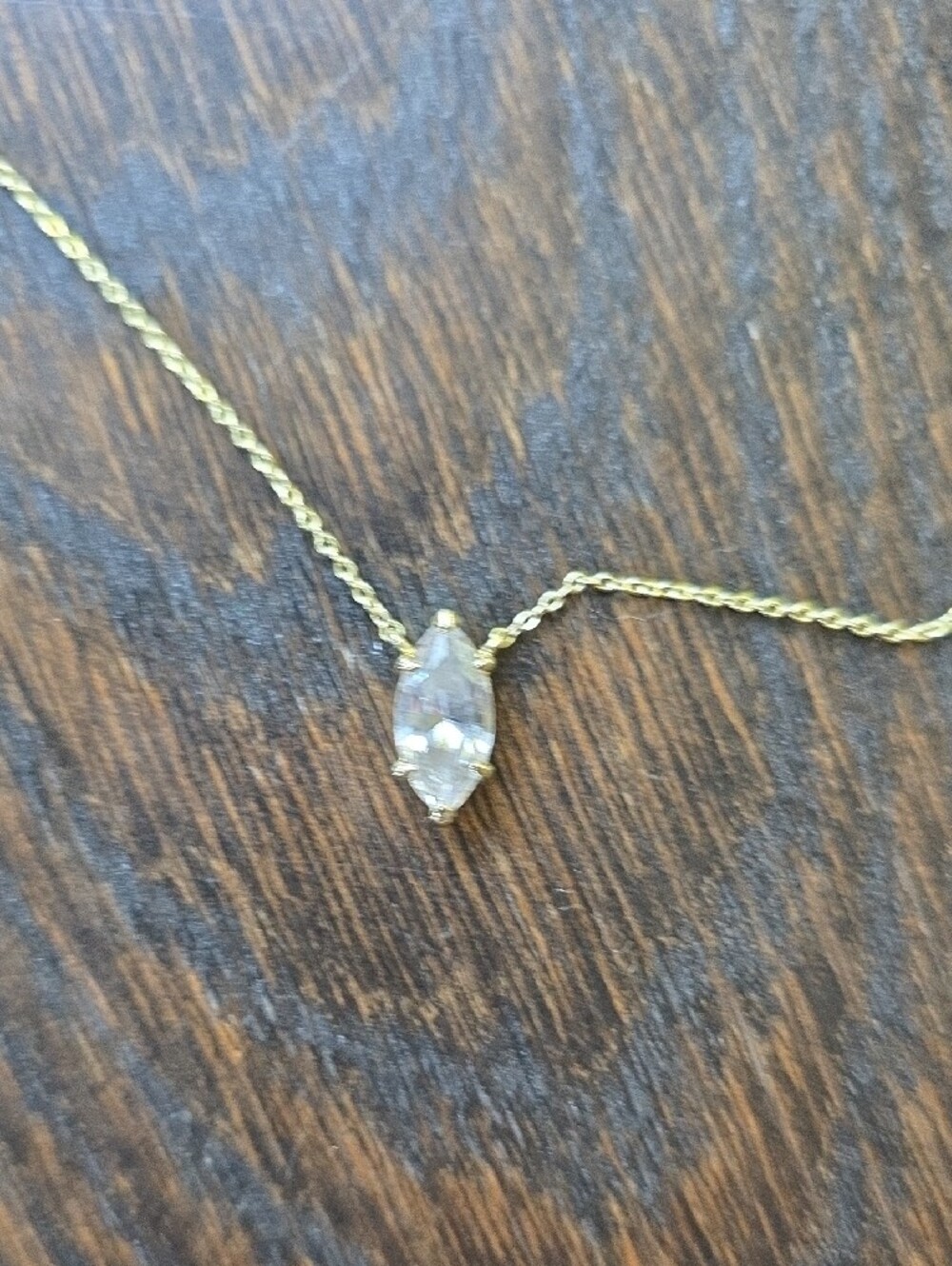 Melinda Maria Gold Necklace with Clear Marquise Crystal - Picture 5 of 5
